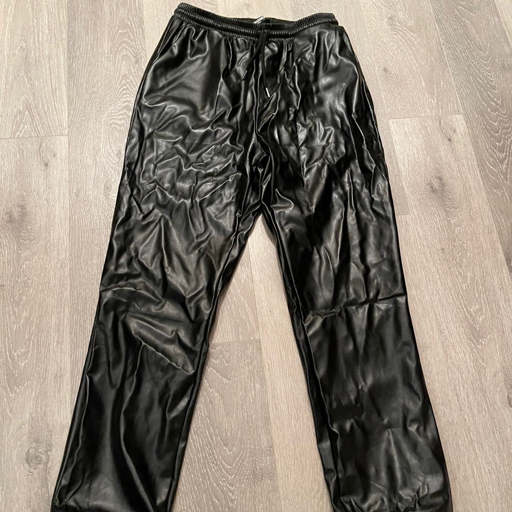 Faux leather joggers